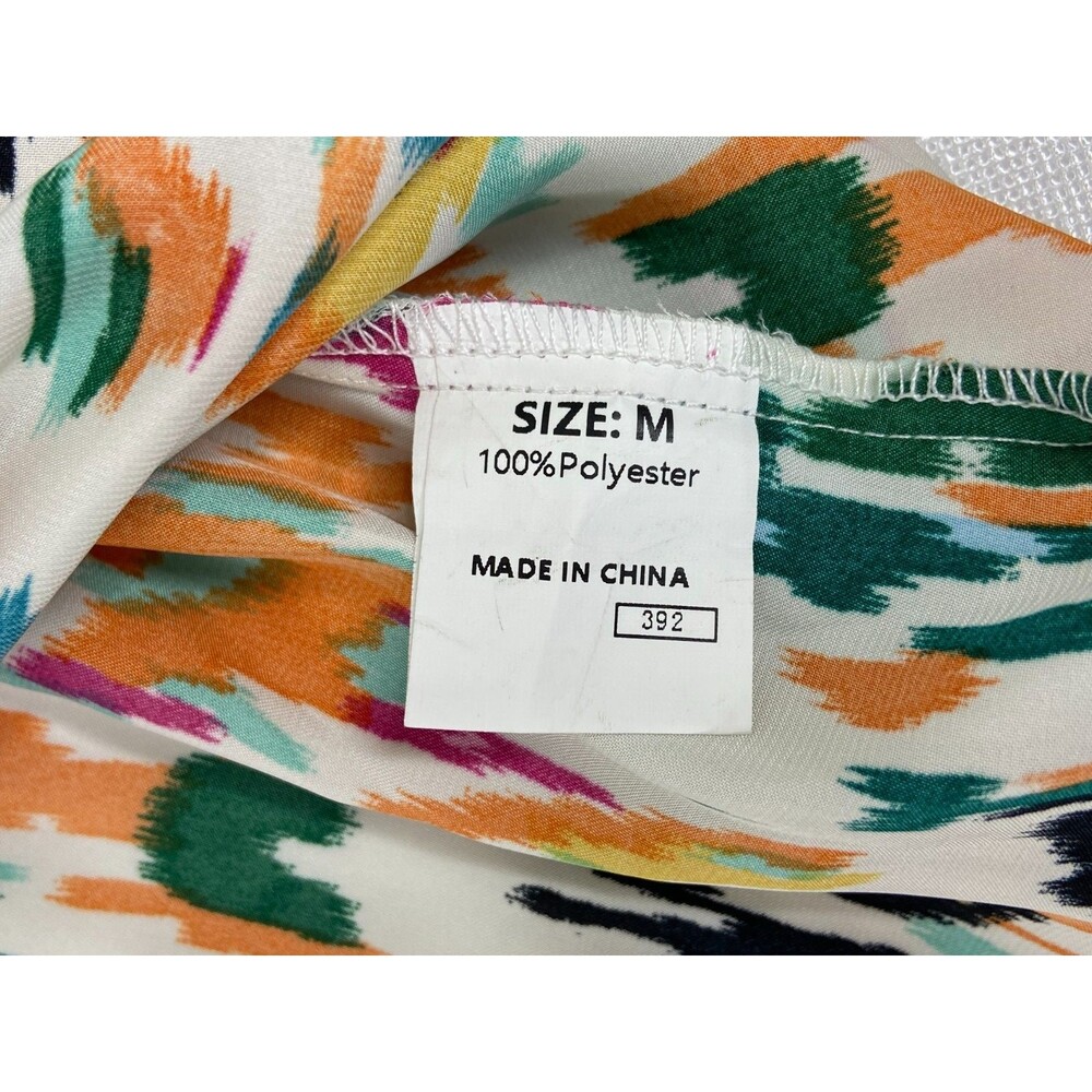 Multi Color Abstract Women Medium Blouse V Neck Casual NWT - Picture 7 of 9